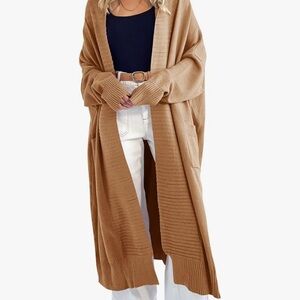Women's Tan Long Cardigan Sweater